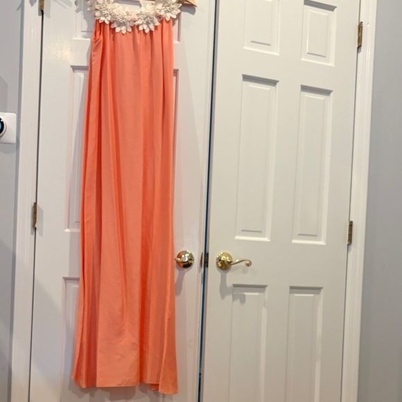 Miguelina Peach and Ivory Maxi Dress - Picture 4 of 14